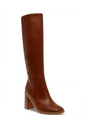 DV DOLVE VITA FLAPPER TALL BOOTS IN LUGGAGE BROWN 9.5